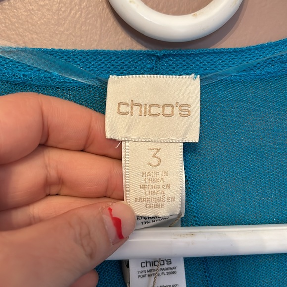 New Chico’s Convertible Cardigan Sweater 3/4 Sleeves Tropical Teal Size 3 (XL) - Picture 7 of 8